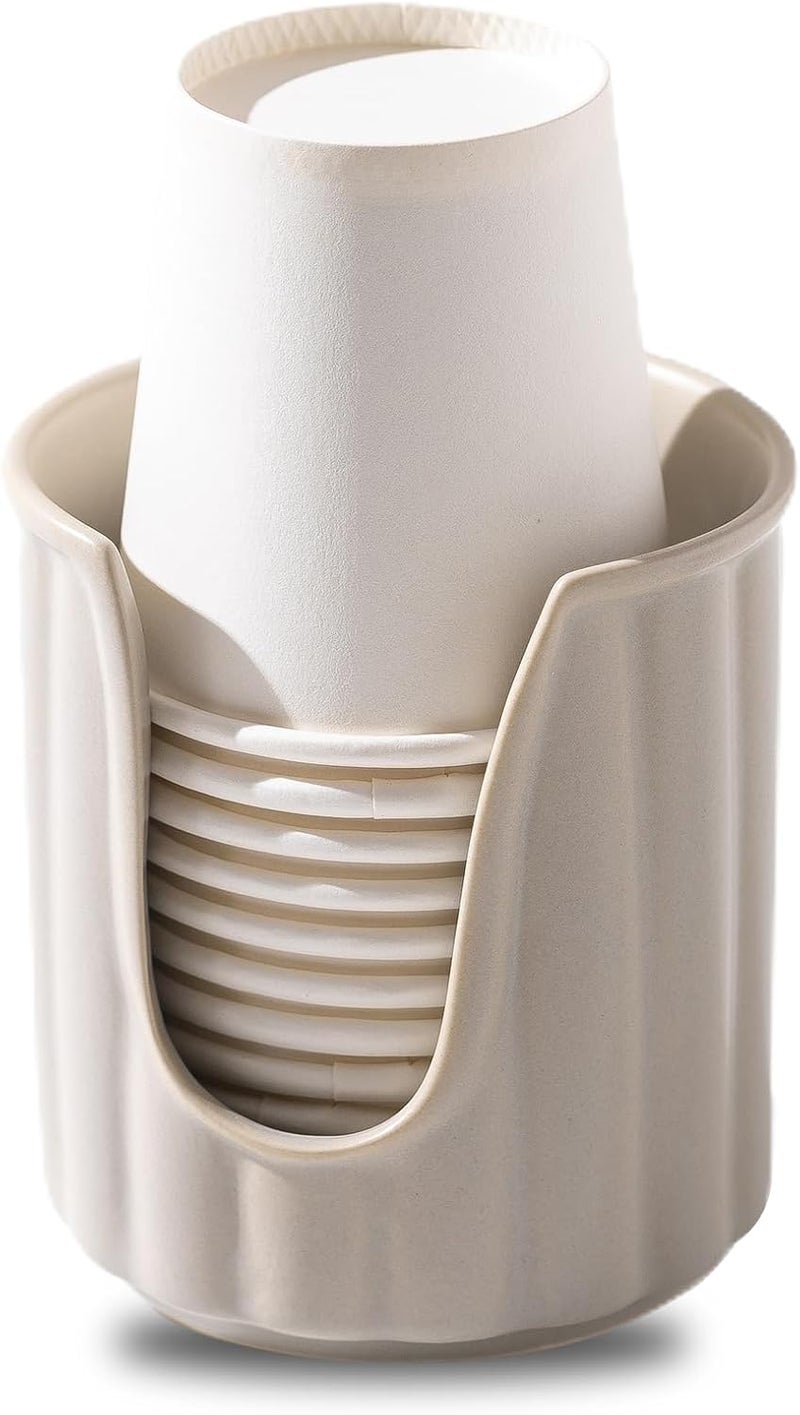 TANEW Kid Ceramic Vertical Dispenser - Dixiee Dispenser & Mouthwash Holder for 3oz Paper Cups on Bathroom Countertops Matt Grey - Image 1